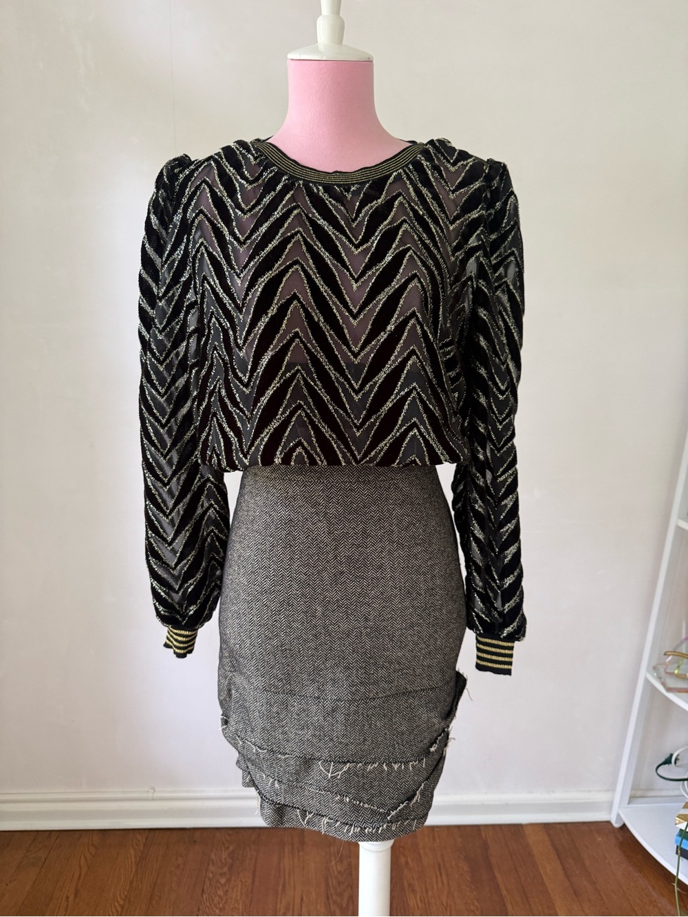 Vintage 90s Givenchy Herringbone Wool
Mini Skirt